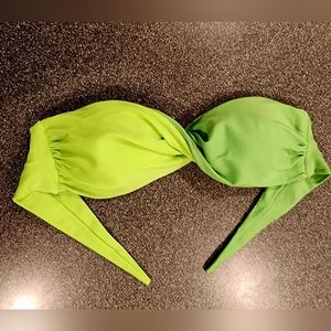 Brand NWOT Swimsuit Bikini Top Two tones Green Strapless Made in Brazil M 34-36